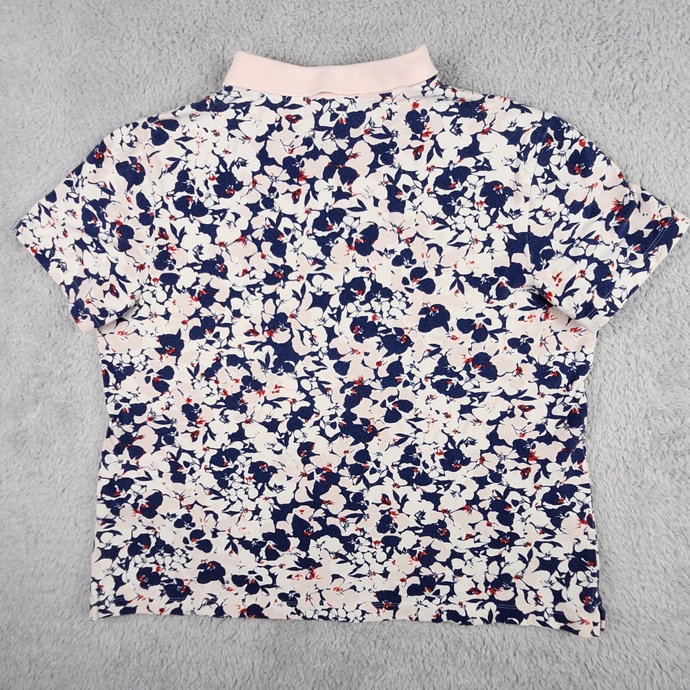 Lands' End Polo Shirt Womens L 14-16 Pink Floral Short Sleeve Stretch Cotton - Picture 5 of 10